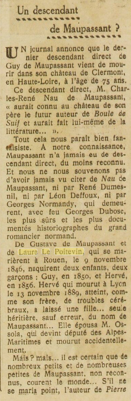 Un descendant de Maupassant, 1941