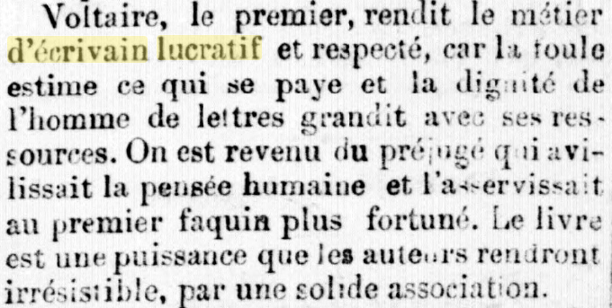 Voltaire, écrivain lucratif